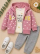 Костюм-тройка для девочки LOVE FLOWER Kiddo серый с розовым 80 см - изображение 3
