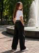 Котонові штани Palazzo Black Kiddo Чорний розмір 110 (KIDDO-F5784B7FA0654F15AC9C98FE07980685) - зображення 2