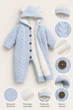 Комбинезон теплый вязаный Little Bear Kiddo голубой 74 см - изображение 3
