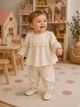 Комплект для девочки «Linen Dream» – блуза и штанишки Kiddo молочный 80 см - изображение 1