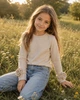Кофта для девочки с розами и камешками на рукавах Kiddo бежевый 134 см - изображение 1