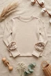 Кофта для девочки с розами и камешками на рукавах Kiddo бежевый 134 см - изображение 3