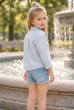 Сорочка для дівчинки «Sparkle жатка» Kiddo Блакитний розмір 140 (KIDDO-1F3ABE1EA49444CE9D89D592928AD4CA) - зображення 2