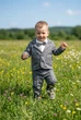 Костюм-тройка для мальчика с пиджаком в клетку и бабочкой Kiddo серый 74 см - изображение 1