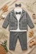 Костюм-тройка для мальчика с пиджаком в клетку и бабочкой Kiddo серый 74 см - изображение 3