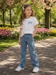 Комплект двойка с джинсами палаццо Denim Bows Kiddo молочный 116 см - изображение 1