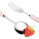 Детские столовые приборы Baoshi из стали 304 с футляром 3 шт Pink - изображение 3