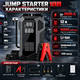 Пусковое устройство JUMP STARTER 18B 4в1 2000 А автомобильный бустер 16000 мА·ч для запуска двигателя 12 В с компрессором Power Bank LED фонариком цифровым дисплеем и пусковыми кабелями - изображение 3