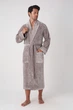 Мужской халат Nusa 26690 велюровый, 2XL Taupe - изображение 3