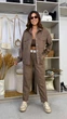 Жіночий демісезонний вельветовий костюм-двійка з сорочкою вільного крою та брюками-джогерами ELFBERG LL-911 52-54 Мокко (2000001059548) - зображення 2