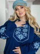 Жіночий теплий в’язаний светр з етнічним орнаментом та об’ємними рукавами ELFBERG MOD-5084 44-58 Джинсовий (2000001091555) - изображение 4