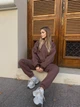 Жіночий зимовий спортивний костюм на флісі з худі оверсайз та штанами-джогерами ELFBERG BO-470 42-46 Мокко (2000001094044) - изображение 2