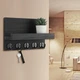 Настенная ключница KeyShelf с полкой, 5 крючков, черная - изображение 3