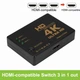 HDMI разветвитель Switch 1х3 на 3 порта (1out/3in) 4К 60Hz, Plastic, 58х82mm, Black | переключатель, паралельное размещение портов | Для PC, XBox, PS4, PS5, видеоплееров - изображение 2