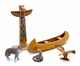 Игровой набор индейцы, 2 фигурки, вигвам, тотемный столб, лодка, животные 0805-7 - изображение 3