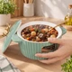 Керамічна форма для запікання 15×10 см з кришкою та ручками, кругла ємність для приготування і подачі пирогів, овочів, рагу (43761) - зображення 3