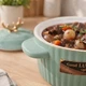 Керамічна форма для запікання 15×10 см з кришкою та ручками, кругла ємність для приготування і подачі пирогів, овочів, рагу (43761) - зображення 4