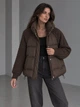 Куртка жіноча YZY 30790 oversize з в’язаними рукавами демісезонна one size коричнева - зображення 1