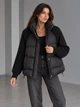 Куртка жіноча YZY 30790 oversize з в’язаними рукавами демісезонна one size чорна - зображення 6