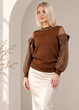 Джемпер з люрексом, фатином та кристалами коричневий di classe 24-2783 - M-XL - коричневий - изображение 2