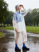 Плащ дождевик EVA с капюшоном на кнопка ветрозащитный унисекс One Size, Белый - изображение 8