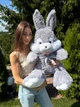 Большая мягкая игрушка BigMishki плюшевый зайка 100 см Серый - изображение 7