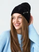 Трендовая вязаная шапка рванка с рваным декором и булавкой JOY KNIT черная - изображение 1