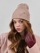 Трендова в’язана шапка рванка з рваним декором та булавкою JOY KNIT світло-бежева - зображення 1