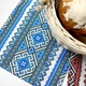 Серветка на стіл для кошика пікніка Український орнамент блакитний - изображение 1