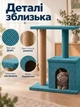 Комплекс для котів з кігтеточкою і будиночком підлогова дряпка для котів та котячий будиночок 84х70х40 см бірюзовий (60276/15S1M) - зображення 5