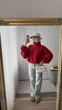 Женская флисовая кофта на коротком замке красная однотонная базовая флиска Oversize (405163) - изображение 3