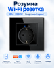 Розумна вбудована Wi-Fi розетка 16A 3500W з енергомоніторингом, керуванням зі смартфона Tuya / Smart Life Чорний (RR102EM) - зображення 1