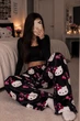 Теплые плюшевые штаны Hello Kitty унисекс черные | Мягкие пижамные флисовые штаны Хелло Китти S - изображение 5
