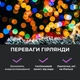 Гірлянда Роса 200 м 2000 LED з пультом та 8 режимами IP44, Світлодіодна новорічна гірлянда-нитка на мідному дроті від мережі 220 В для ялинки, фотозон, залів та масштабного святкового декору, Різнокольоровий - зображення 6