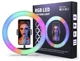Лампа кольцевая RGB LED для фото видеосъемки макияжа и стримов диаметром 33 см с регулировкой яркости 10 уровней теплым холодным и естественным светом 168 светодиодами держателем для смартфона USB-питанием MJ33 черная для создания контента - изображение 3