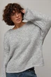 Мохеровый джемпер oversize с широкой горловиной цвет серый размер ONE SIZE FL_003577 - изображение 1