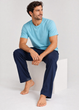 Мужской комплект для дома и сна Livergy men’s pajama L (EUR 52-54) Хлопковая пижама Футболка + Штаны Бирюзовый (10238) - изображение 2