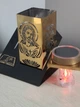 Золотая лампадка с Иисусом на солнечной батарее на кладбище, лампадка солнечная на подставке, имитация пламени - изображение 6