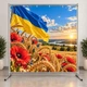 Патриотический баннер "Поле пшеницы. Флаг Украины. Красные маки" размер 2х2м. С люверсами. - изображение 2