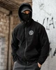 Олімпійка чоловіча Born Of War Viking Black стрейч-вельвет тактична з капюшоном, блискавка M - зображення 2