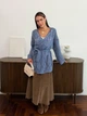 В'язаний жіночий кардиган Мрія ART KNIT синій джинс, oversize 046614 - зображення 3