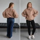 Бомбер в бежевом цвете oversize с резинкой по низу L - изображение 5