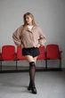 Бомбер в бежевом цвете oversize с резинкой по низу L - изображение 6