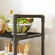 Стелаж кухонний Kitchen Racks для мікрохвильової печі, двоярусний, 54 × 75 × 31 см, метал і пластик, із висувною конструкцією та двома полицями, органайзер для зберігання кухонного приладдя, посуду та пляшок - зображення 7