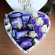 Подарунковий бокс у формі серця з солодощами Milka та трояндами для дівчини на день народження новий рік свято (ar464-1) - зображення 1