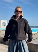Молодіжний бомбер із тканини букле 306-1 42/46, чорний - зображення 2