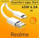 Кабель шнур швидкої зарядки Realme SuperDart SuperVooc USB-A to Type-C 6,5A до 65W 1м Білий - зображення 1