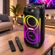 Портативная акустическая система ZXX с Bluetooth 100 Вт, 2 динамика 6.5", RGB-подсветка, FM-радио, караоке с микрофоном, USB/TF/AUX, TWS (4O55-XXZ) - изображение 2