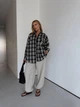 Фланелева сорочка в клітинку oversize 42-48 чорний - зображення 2
