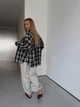 Фланелева сорочка в клітинку oversize 42-48 чорний - зображення 3